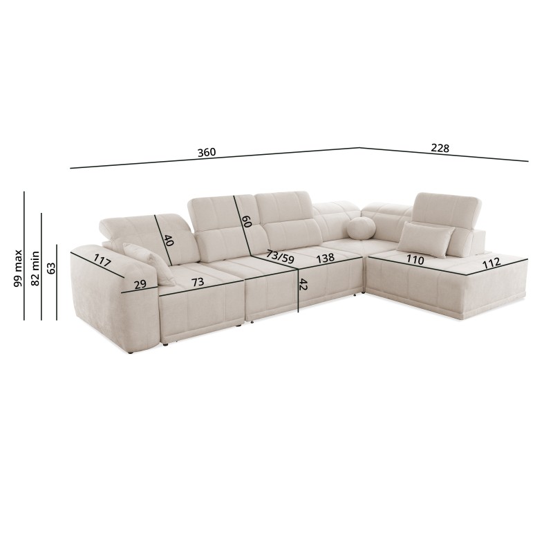 Ecksofa Luxor XI mit Schlaffunktion Stoff Wind 05