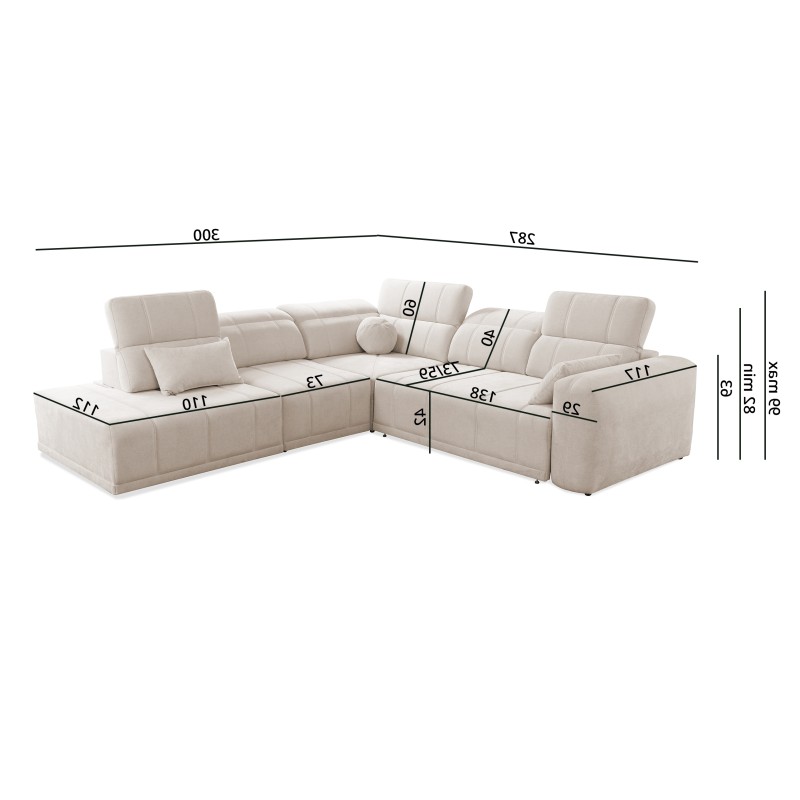 Ecksofa Luxor IX mit Schlaffunktion Stoff Wind 05