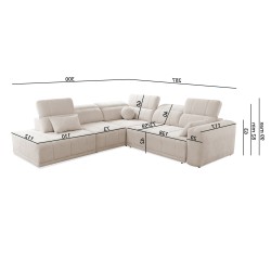 Luxor IX Corner Sofa with Sleeping Function, Fabric Wind 05