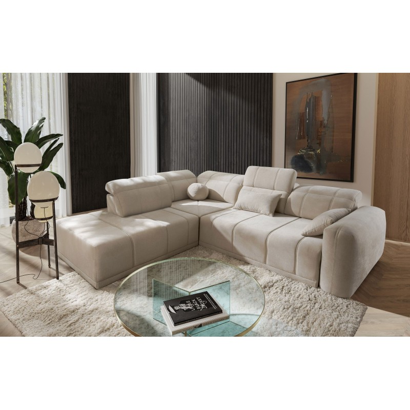Luxor VII Ecksofa mit Schlaffunktion Plecionka, Wind 05 - Kombination aus Stil und Funktionalität