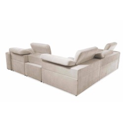 Luxurious Luxor III Corner Sofa with Sleeping Function - Fabric, Wind 84