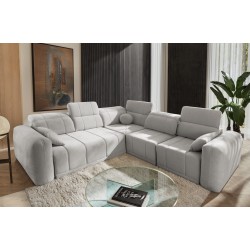 Luxurious Luxor III Corner Sofa with Sleeping Function - Fabric, Wind 84