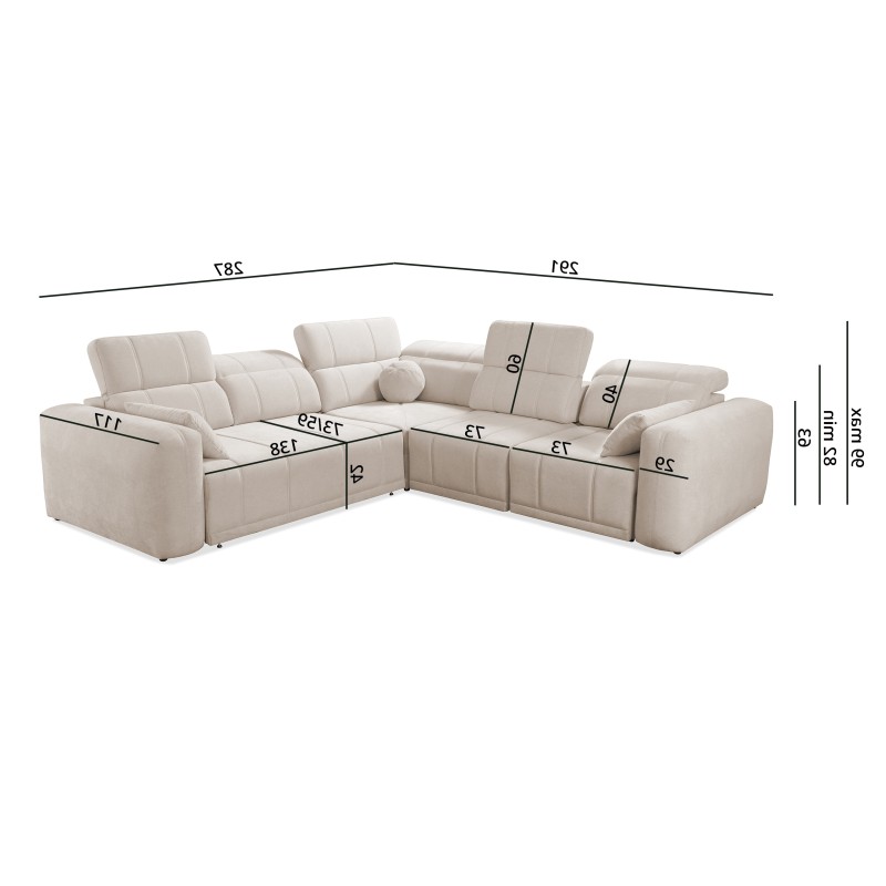 Luxus-Ecksofa Luxor III mit Schlaffunktion - Geflecht, Wind 28