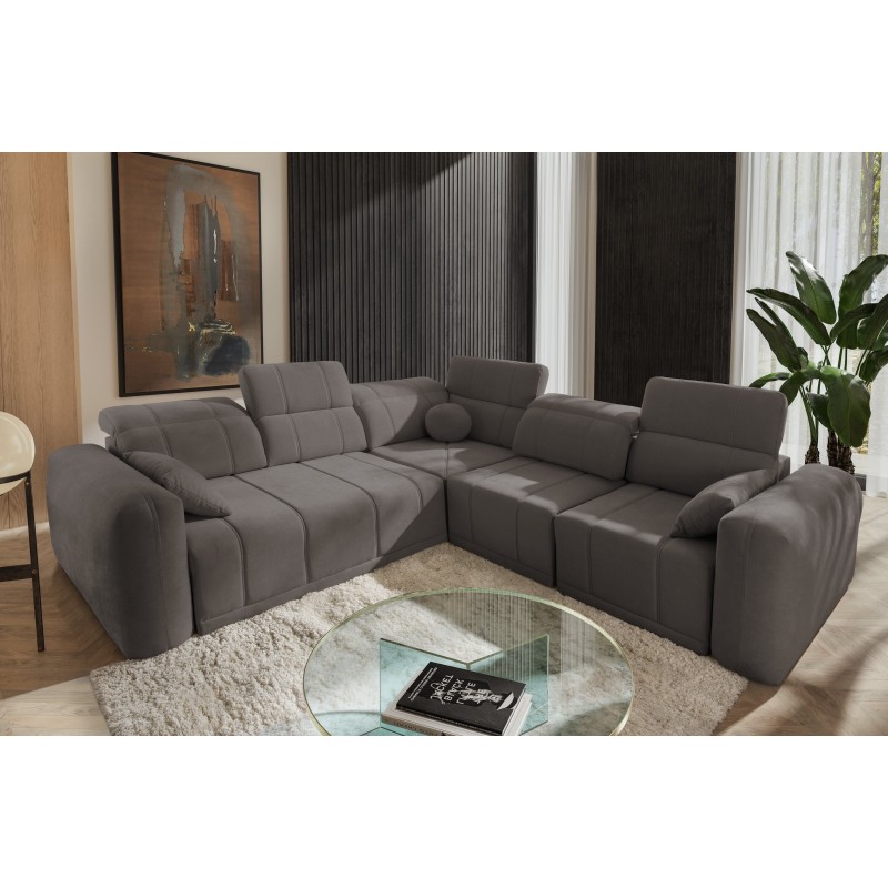 Sofá Esquinero de Lujo Luxor III con función de cama - Tejido, Wind 21