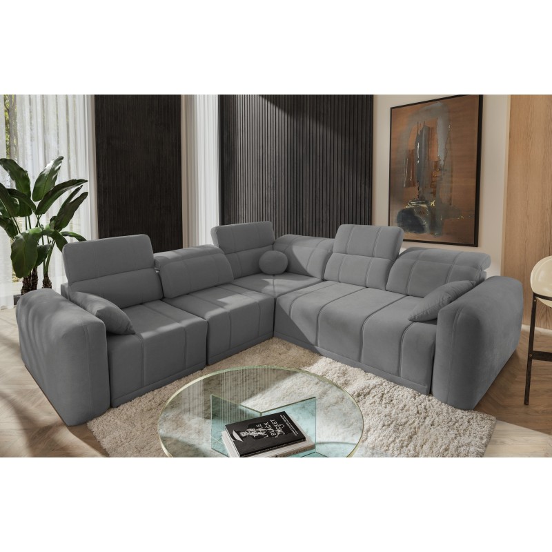 Luxuriöse Ecksofa Luxor III mit Schlaffunktion - Flechtwerk, Wind 90