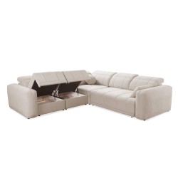 Luxuriöse Ecksofa Luxor III mit Schlaffunktion - Gewebe, Wind 84