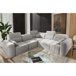 Luxuriöse Ecksofa Luxor III mit Schlaffunktion - Gewebe, Wind 84