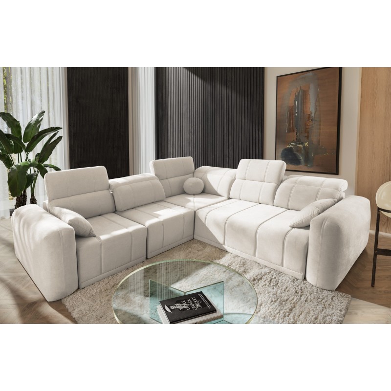Luxuriöses Ecksofa Luxor III mit Schlaffunktion - Geflecht, Wind 02
