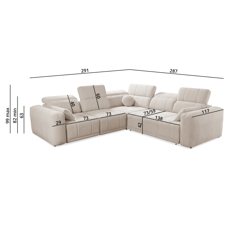 Luxus-Ecksofa Luxor III mit Schlaffunktion - Geflecht, Wind 05