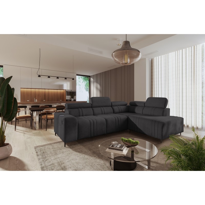 Esquina Verona VII con función de cama en tela de terciopelo, Vena 20: elegancia y funcionalidad