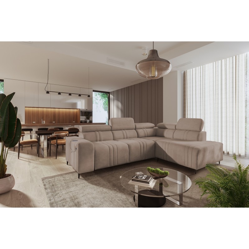 Ecksofa Verona VII mit Schlaffunktion in Veloursstoff, Vena 14 – Eleganz und Funktionalität