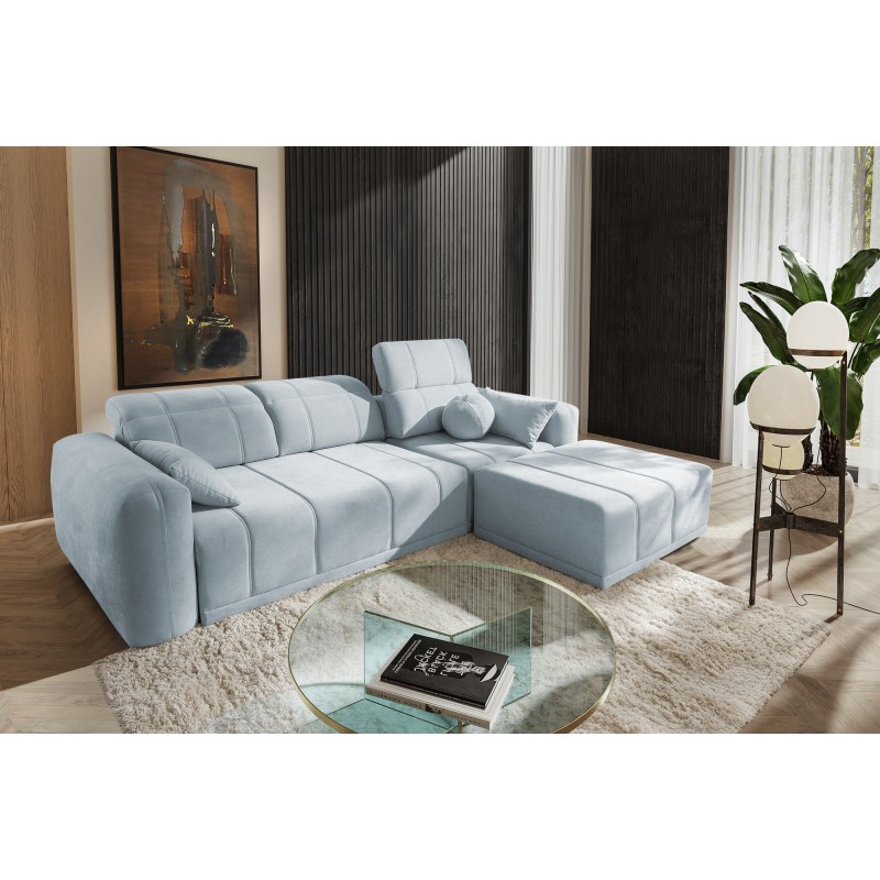 Luxor I corner sofa with sleeping function in Plecionka fabric, Wind 73 - Luxury and comfort in your living room