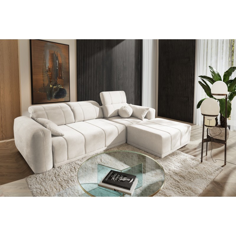 Luxor I Ecksofa mit Schlaffunktion im Stoff Plecionka, Wind 02 - Luxus und Komfort in Ihrem Wohnzimmer