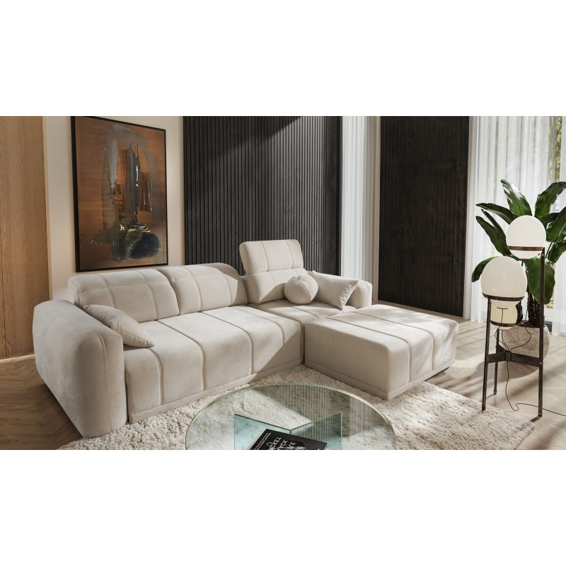 Luxor I corner sofa with a sleeping function in Plecionka fabric, Wind 05 - Luxury and comfort in your living room