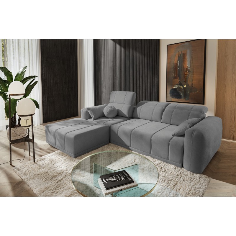 Ecksofa Luxor I mit Schlaffunktion in Stoff Plecionka, Wind 90 - Luxus und Komfort in Ihrem Wohnzimmer