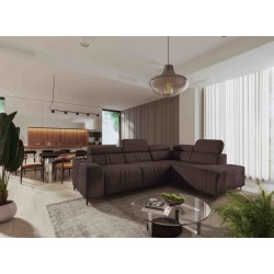 Sofá esquinero Verona VII con función de cama en tejido de terciopelo, Vena 13: elegancia y funcionalidad.