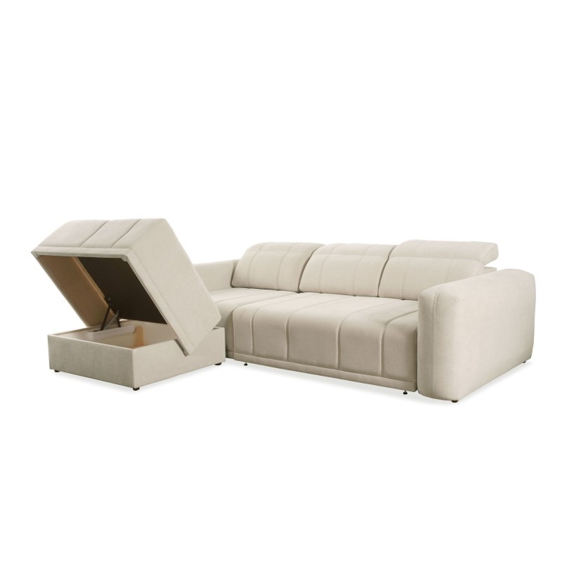 Luxor I corner sofa with a sleeping function in Plecionka fabric, Wind 05 - Luxury and comfort in your living room