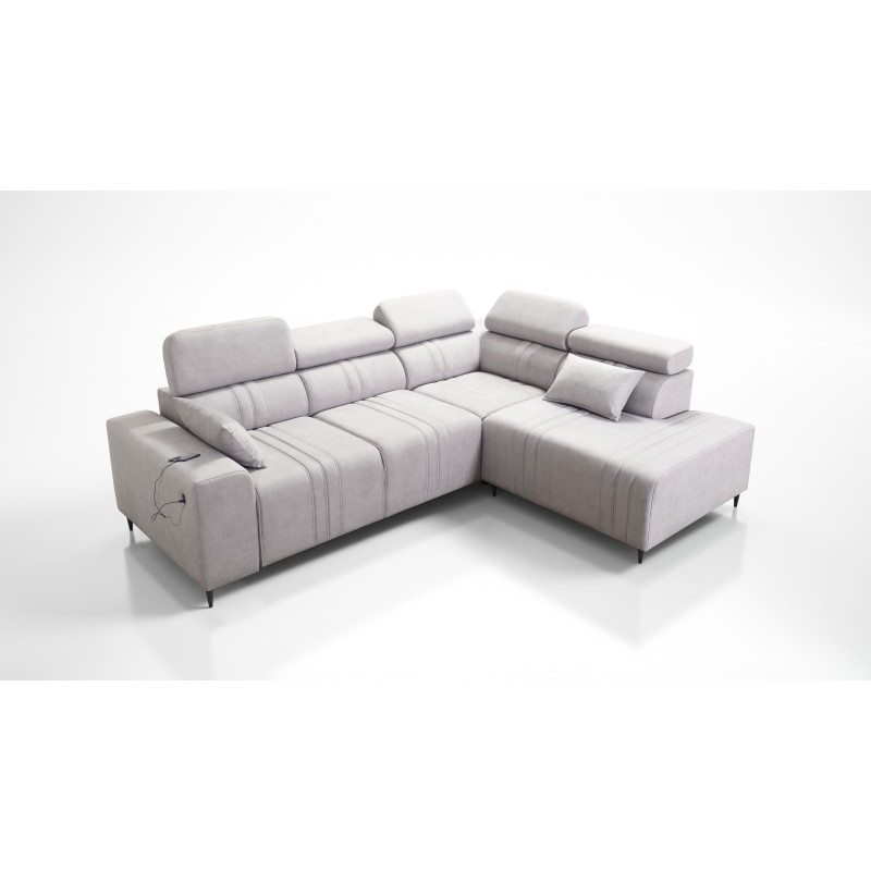 Verona VII corner sofa with a sleeping function in Velvet fabric, Vena 8 – elegance and functionality