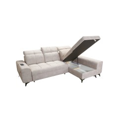Sofá esquinero Ascot I con función para dormir y puerto USB | Muebles de estilo atemporal.