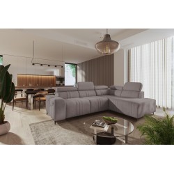 Verona VII corner sofa with a sleeping function in Velvet fabric, Vena 8 – elegance and functionality