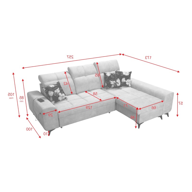 Ascot I corner sofa with a sleeping function and USB port | Furniture with a timeless style