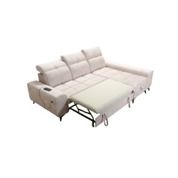 Sofá esquinero Ascot I con función para dormir y puerto USB | Muebles de estilo atemporal.