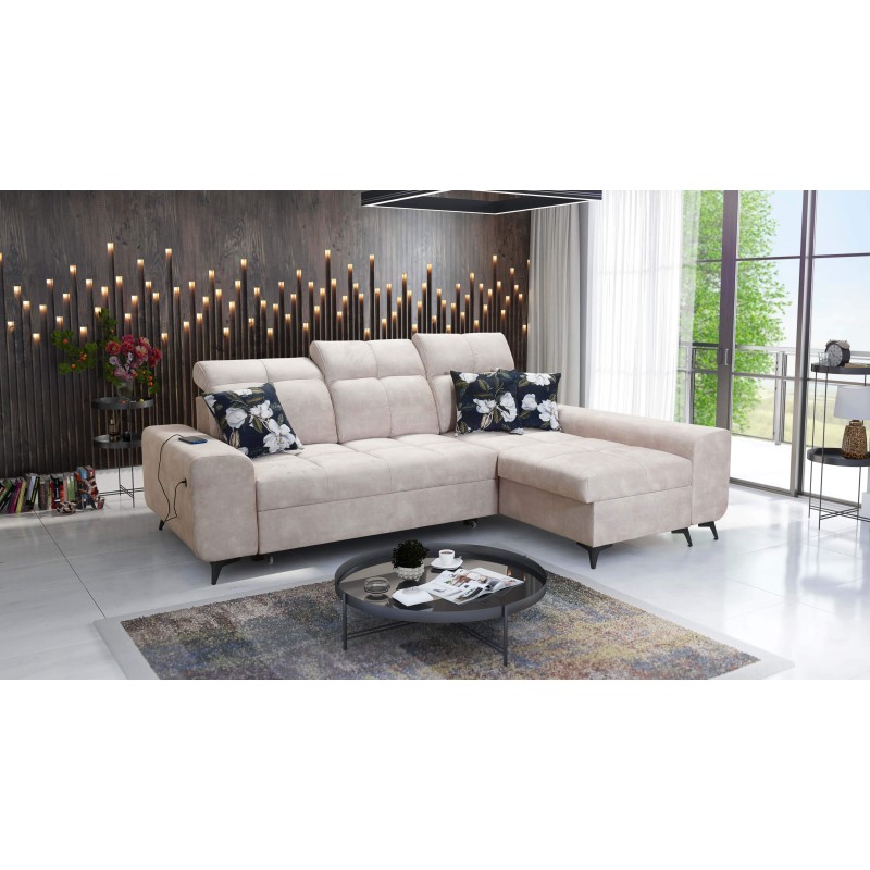 Ascot I corner sofa with a sleeping function and USB port | Furniture with a timeless style