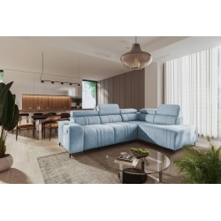 Sofá esquinero Verona VII con función de cama en tela de terciopelo, Vena 6: elegancia y funcionalidad