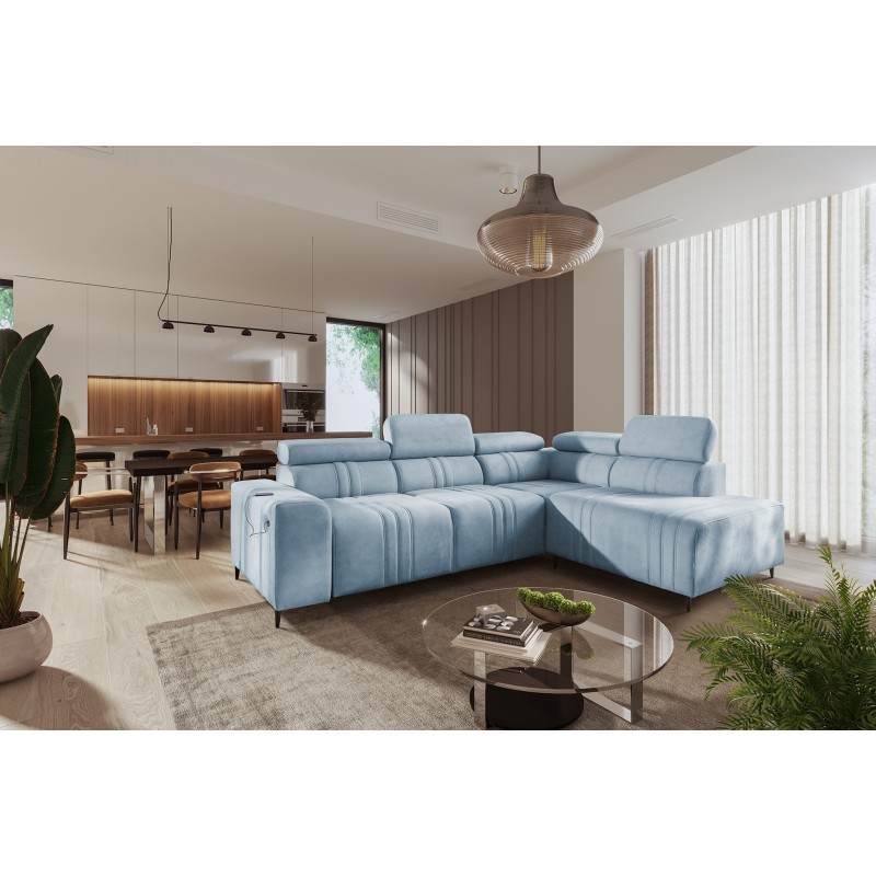 Narożnik Verona VII z funkcją spania w tkaninie Welur, Vena 6 – elegancja i funkcjonalność