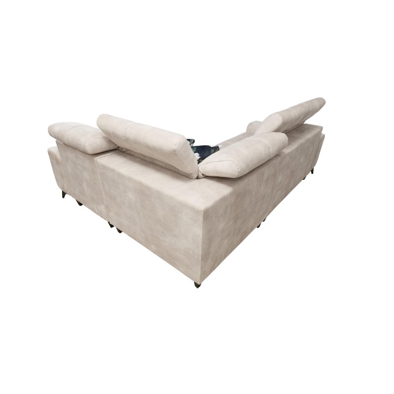 Sofá esquinero Ascot II con función de cama, puerto USB y reposacabezas ajustables en terciopelo, Wave 4 | Tu marca de muebles.