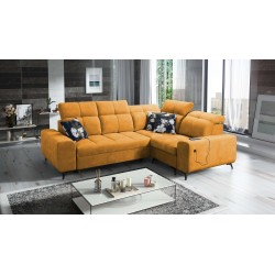 Ascot II Corner Sofa with Sleeping Function, USB Port, and Adjustable Headrests in Velvet, Wave 5 | Your Furniture Brand