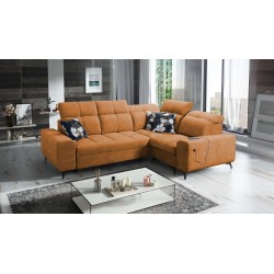 Ascot II Corner Sofa with Sleeping Function, USB Port, and Adjustable Headrests Velvet, Wave 6 | Your Furniture Brand