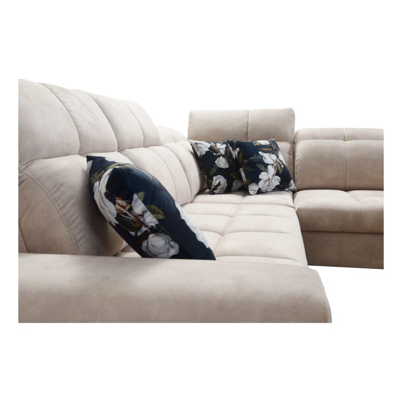 Esquinero Ascot II con función de cama, puerto USB y reposacabezas ajustables Terciopelo, Wave 12 | Tu marca de muebles