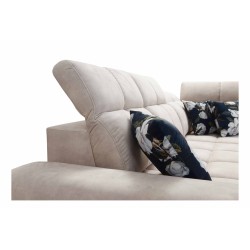 Esquinero Ascot II con función de cama, puerto USB y reposacabezas ajustables Terciopelo, Wave 12 | Tu marca de muebles