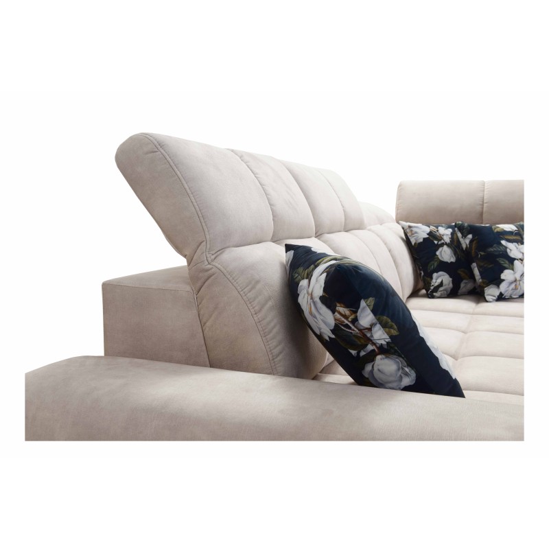 Esquinero Ascot II con función de cama, puerto USB y reposacabezas ajustables Terciopelo, Wave 12 | Tu marca de muebles