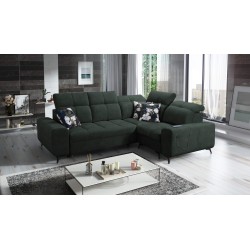 Ascot II Corner Sofa with Sleeping Function, USB Port, and Adjustable Headrests, Velour, Wave 12 | Your Furniture Brand