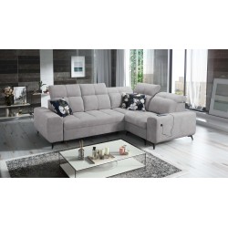 Ecksofa Ascot II mit Schlaffunktion, USB-Anschluss und verstellbaren Kopfstützen Velours, Wave 15 | Ihre Möbelmarke