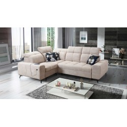 Ascot II Corner Sofa with Sleeping Function, USB Port, and Adjustable Headrests in Velvet, Wave 2 | Your Furniture Brand