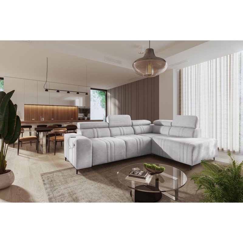 Esquina Verona VII con función para dormir en tela de terciopelo, Vena 3: elegancia y funcionalidad