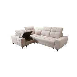Ecksofa Ascot II mit Schlaffunktion, USB-Anschluss und verstellbaren Kopfstützen Samt, Wave 1 | Ihre Möbelmarke