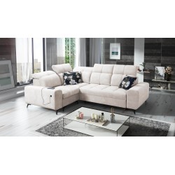 Ecksofa Ascot II mit Schlaffunktion, USB-Anschluss und verstellbaren Kopfstützen Samt, Wave 1 | Ihre Möbelmarke