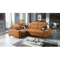Ecksofa Ascot II mit Schlaffunktion, USB-Anschluss und verstellbaren Kopfstützen, Samt, Wave 6 | Ihre Möbelmarke
