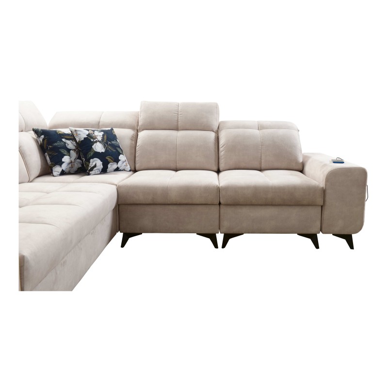 Ascot III Corner Sofa with Sleeping Function, USB Port, and Headrests | Your Classy Furniture