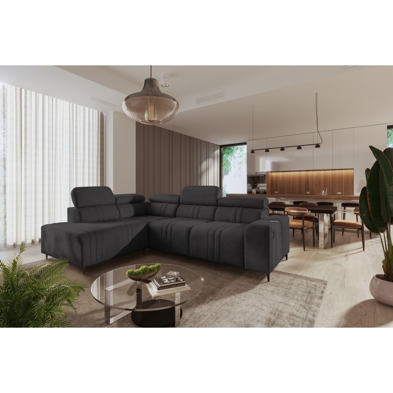 Narożnik Verona VII z funkcją spania w tkaninie Welur, Vena 20 – elegancja i funkcjonalność