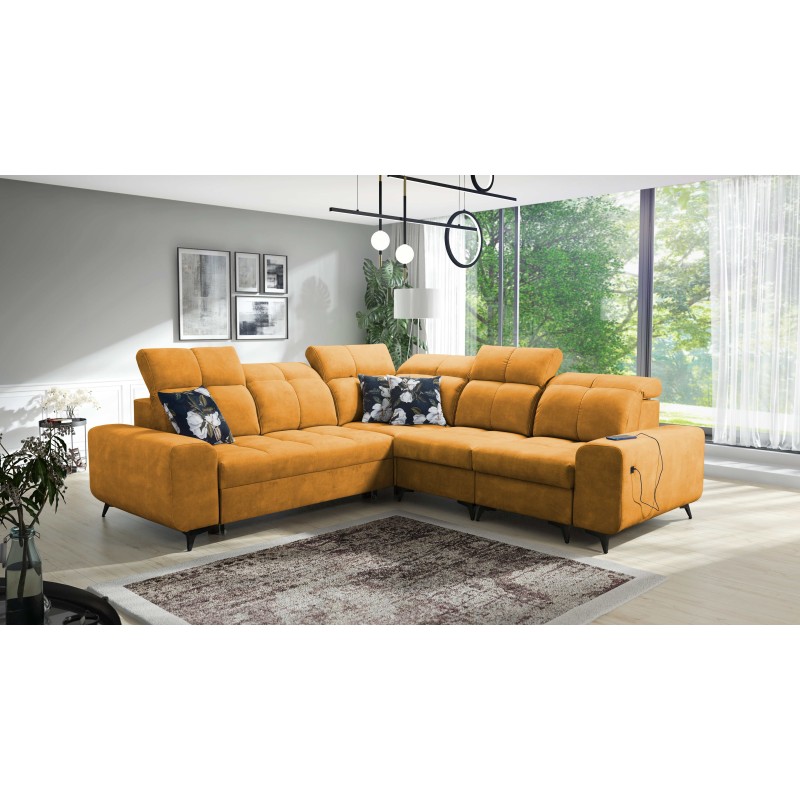 Ascot III Corner Sofa with Sleeping Function, USB Port, and Headrests | Your Classy Furniture