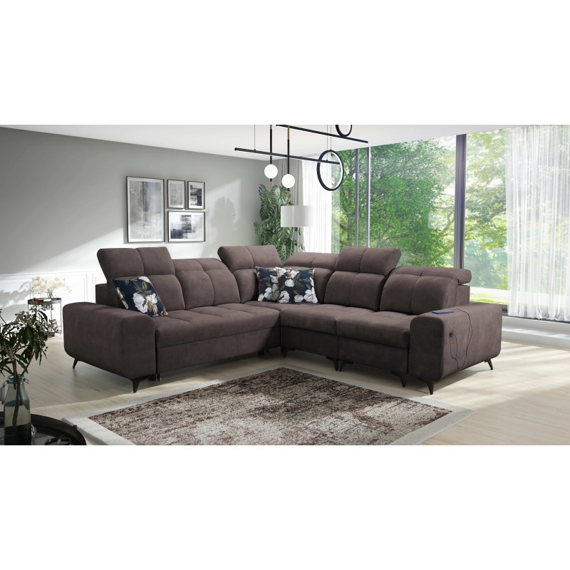 Ascot III Corner Sofa with Sleeping Function, USB Port, and Headrests | Your Classy Furniture