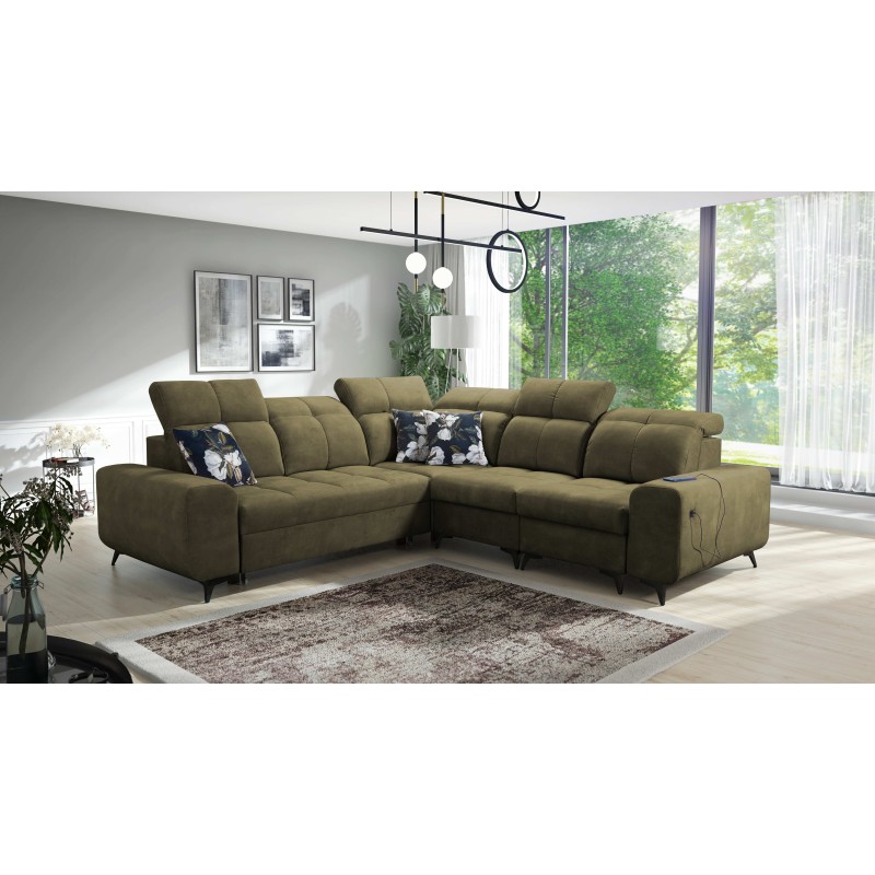 Ascot III Corner Sofa with Sleeping Function, USB Port, and Headrests | Your Classy Furniture