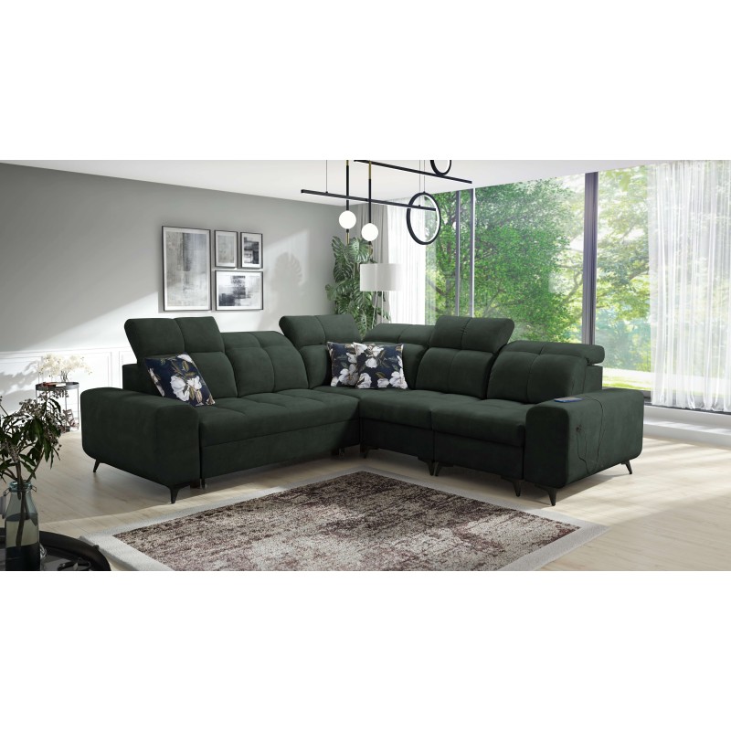Ascot III Corner Sofa with Sleeping Function, USB Port, and Headrests | Your Classy Furniture