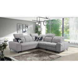 Sofá esquinero Ascot III con función de cama, puerto USB y reposacabezas | Tu mueble con clase