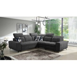 Sofá esquinero Ascot III con función de cama, puerto USB y reposacabezas | Tu mueble con clase